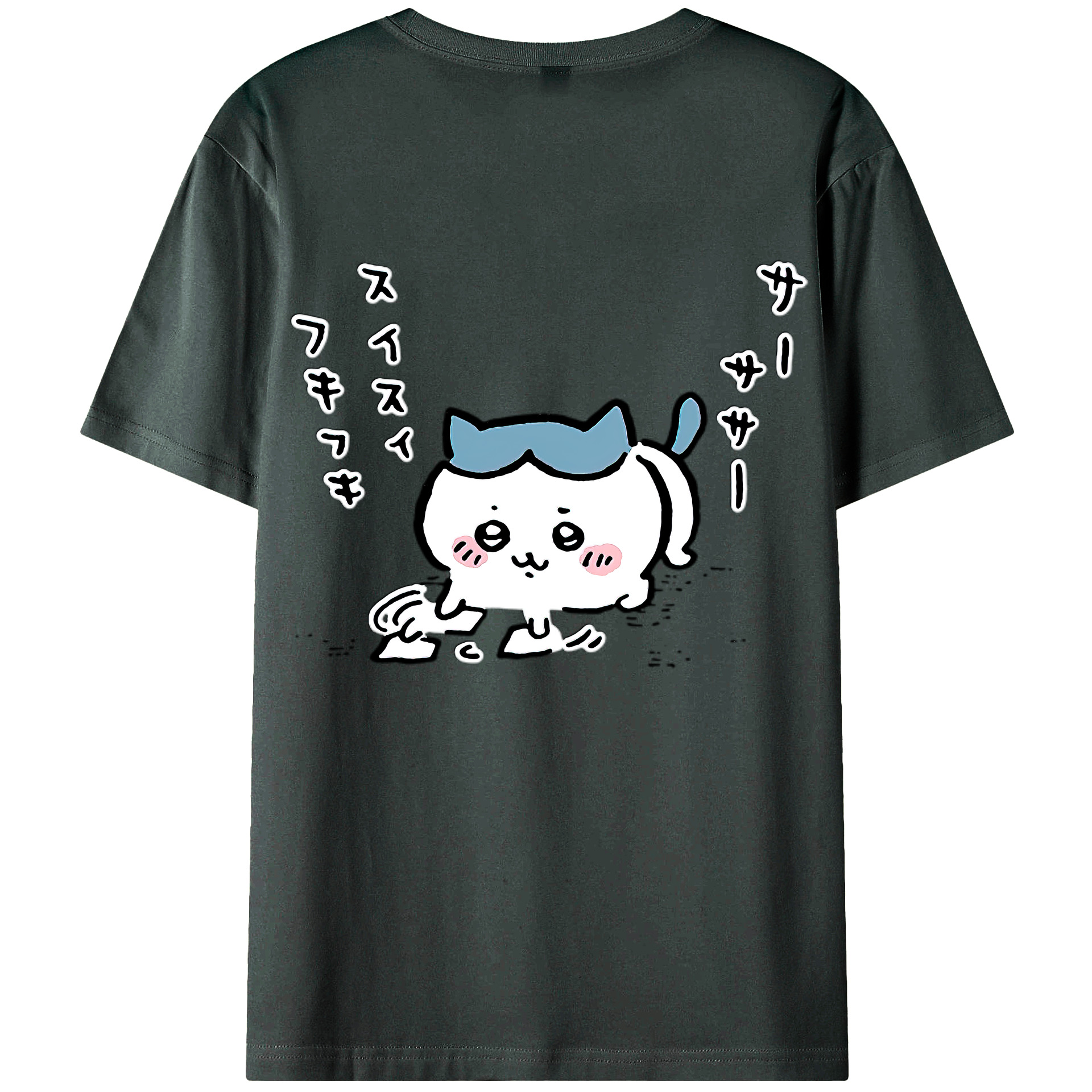 （画像用） ちいかわ ハチワレ Chii-kawa hachiware 綿100％ メンズ半袖Tシャツ（バックプリント） 通気性